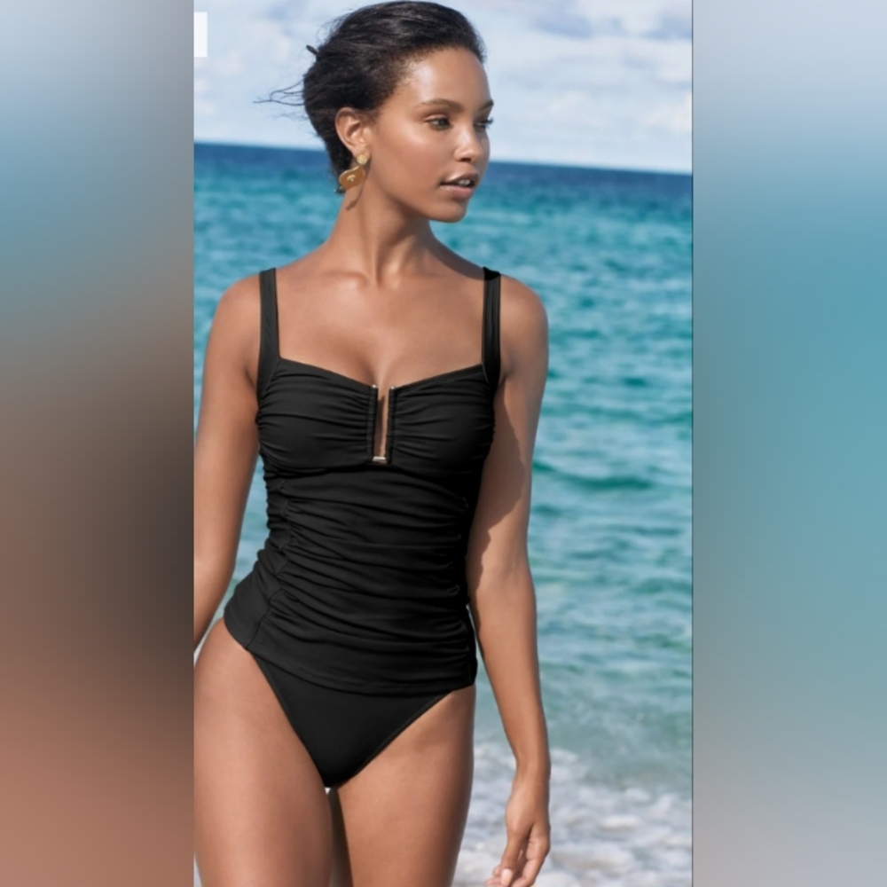 VENUS Slenderizing Black Tankini Top, Size 12